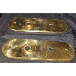 Pair of Oval Brass Doorknob Backplates #GA279