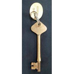 Solid Brass Military Ship Skeleton Key with Room Tag "Bond Stores" #GA4331