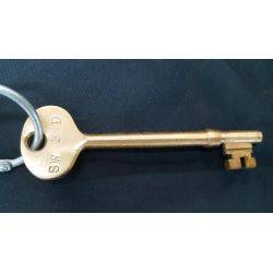 Solid Brass Military Ship Skeleton Key with Room Tag "Crews Laundry" #GA4330