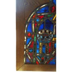 Large Ornate Castle Designed Stained Glass Window #GA4202