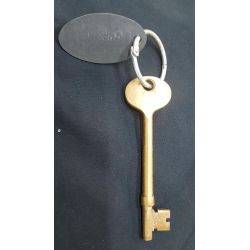Solid Brass Military Ship's Skeleton Key with Room Tag "Slop Chest" #GA4329