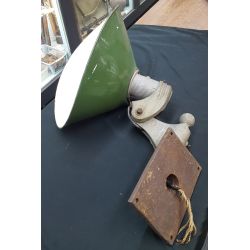 Salvaged Industrial High Bay Green & White Wall Light with Bracket & Power Cord #GA2157