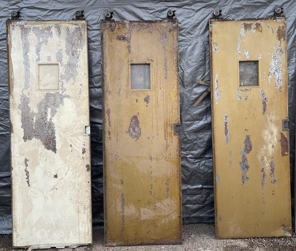 Steel Clad Elevator Doors with Original Otis Wheels & Brass Handles #Elevator Doors