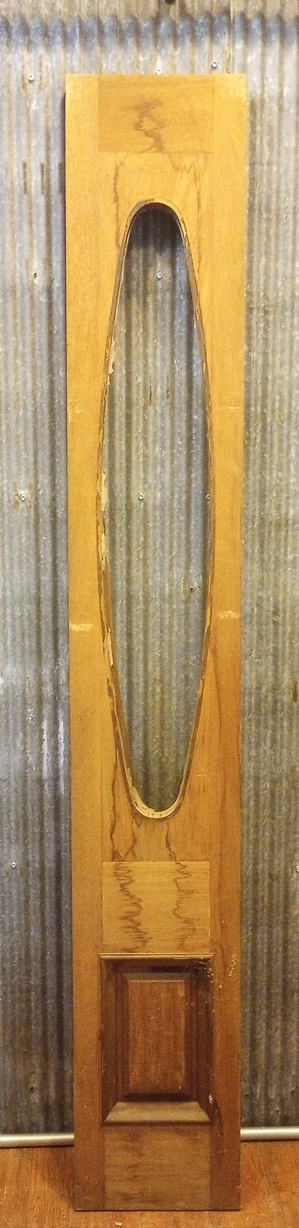 Narrow Mahogany Exterior Door with Oval Top Half View 12 1/4" x 80" #GA-S014