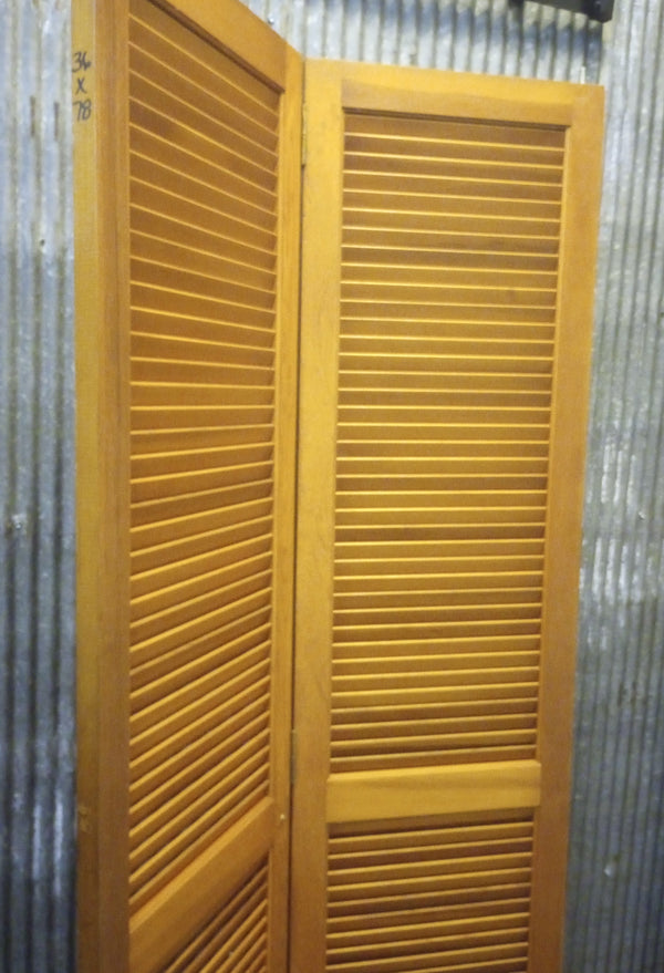 Pair of Wooden & Hinged Pantry or Closet Shutters 35 1/2" x 78" #GA-S018