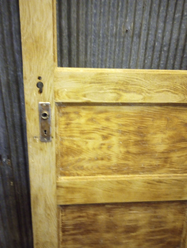 Top View & Stripped Wood Interior Door with Bottom Flat Panels 30" x 79 1/2" #GA-S020