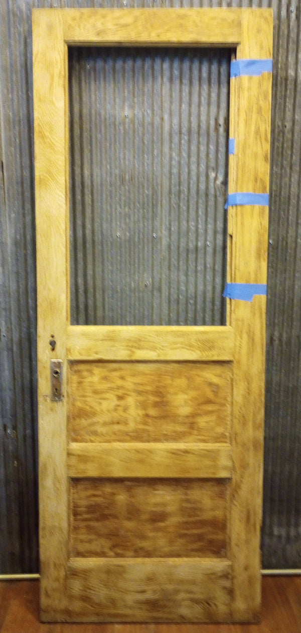 Top View & Stripped Wood Interior Door with Bottom Flat Panels 30" x 79 1/2" #GA-S020