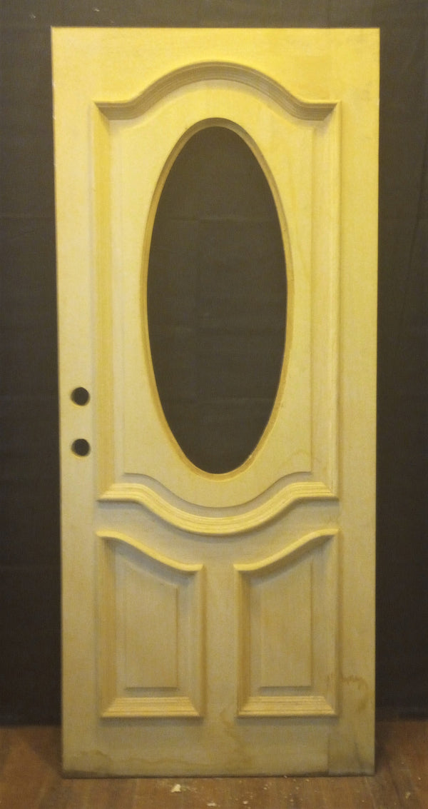 Exterior Wooden Door with Oval Top Window & Raised Panels 34" x 80" #GA-S029