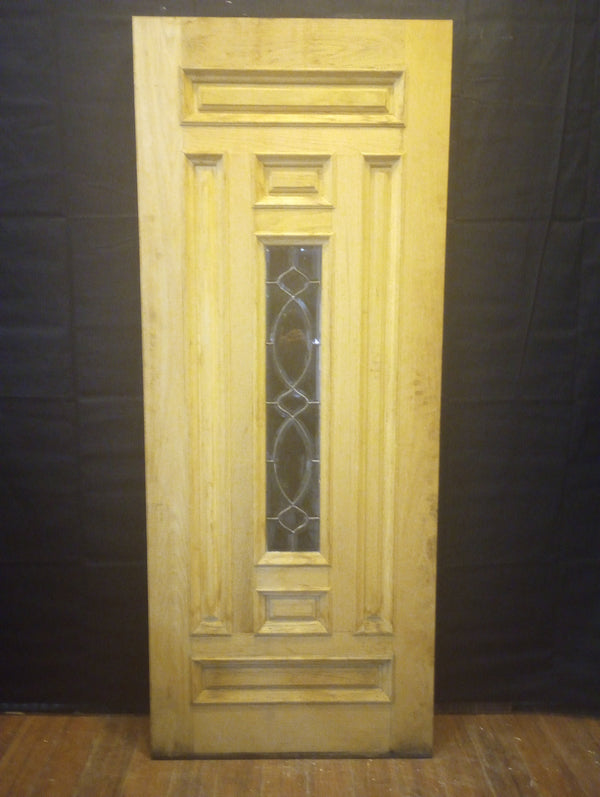 Exterior Wooden Door with Center Lead Glass & Six Raised Panels 32 1/4" x 80" #GA-S033