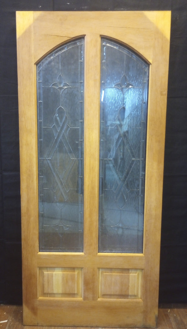 Exterior Wooden Door with Oval Top Window & Raised Panels 34 x 80