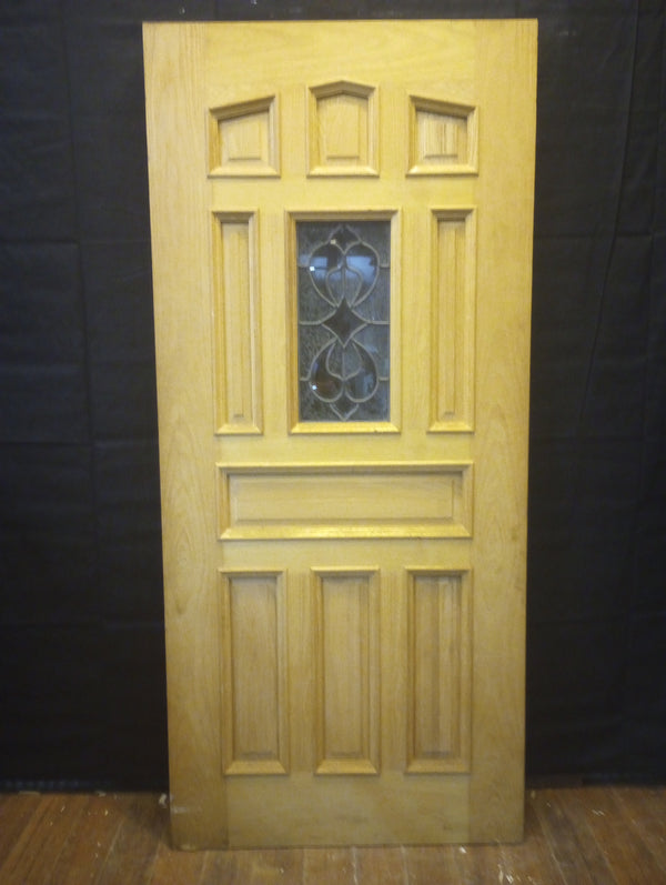 Wood & Leaded Florentine Glass Nine Raised Panel Exterior Door 36" x 80"