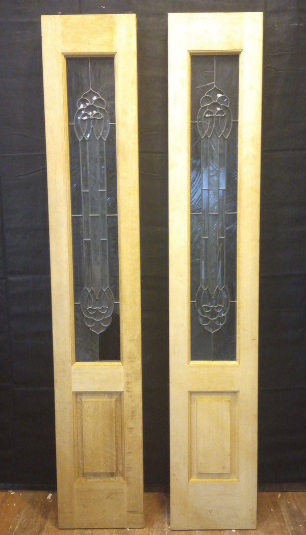 Pair of Leaded Insulated Glass & Wood Exterior Side Lite Doors 14" x 80 1/2"