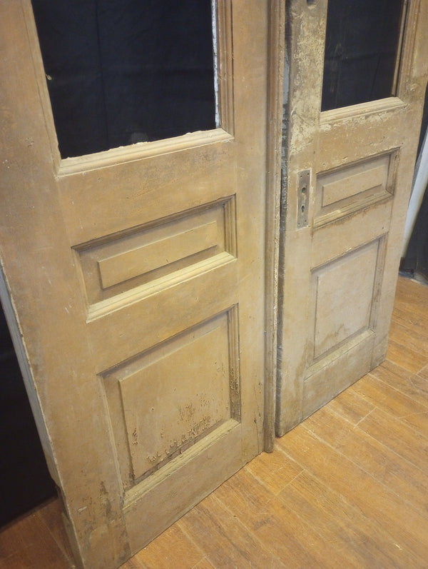 Pair of Tall Wood & Glass Exterior Doors 23 7/8" x 88 1/2" #GA-S045
