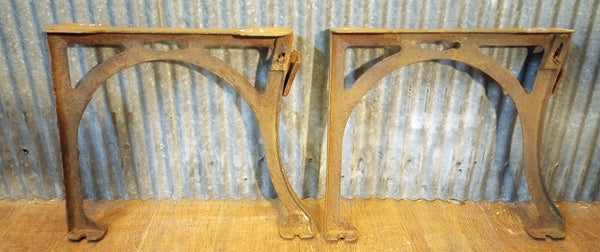 Pair of Cast Iron Art Deco Machine Legs 14 1/4" Tall x 17" Wide #GA-S078