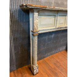 Large 1800's Heart Pine Mantel with Fluted Columns Raised Double Panels and Curved Top Shelf #GA1152