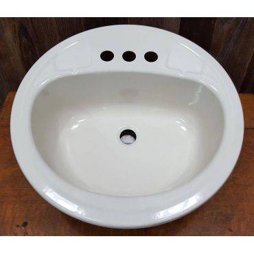 Porcelain Coated Round Drop In Sink 3 Hole #GA45