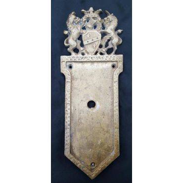 Large Unicorn with Coat of Arms Solid Brass Door Knob Back Plate #GA4206
