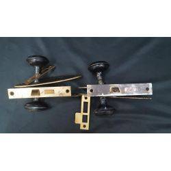 2 Mortise Lock Sets with Knobs Backplates & Strike Plates #GA4310