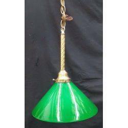 Green & White Cased Shade with Brass Rod Ceiling Pendant Chandelier #GA1039