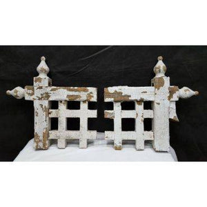 Set of 2 Wooden Fence Design Corbels with Double Tear Drop Finials #GA95