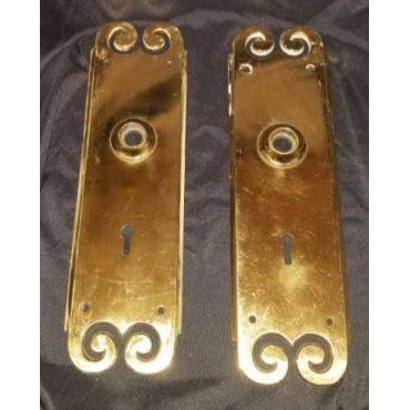 Pair of Brass Ornate Doorknob Backplates #GA270