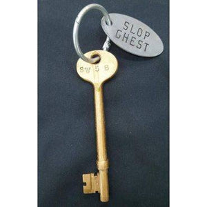 Solid Brass Military Ship's Skeleton Key with Room Tag 