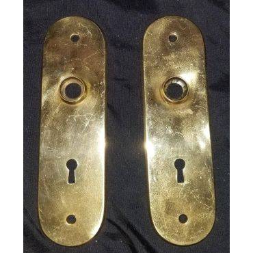 Pair of Oval Brass Doorknob Backplates #GA279