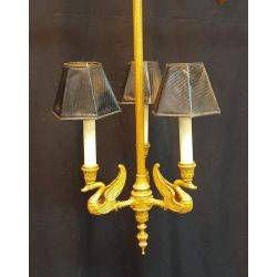 3 Light Louis XVI Inspired Gold Painted Chandelier with Shades #GA515