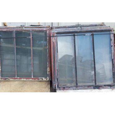 Salvaged Steel Factory Windows w/ Chicken Wire Glass