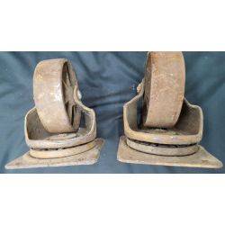 Pair of Very Large Industrial Iron Casters #GA4280
