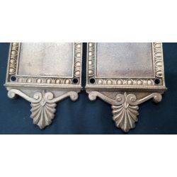 Pair of Art Deco Solid Bronze Door Knob Back Plates with Lock Turn #GA4213