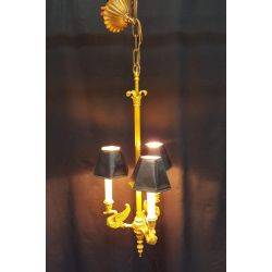 3 Light Louis XVI Inspired Gold Painted Chandelier with Shades #GA515