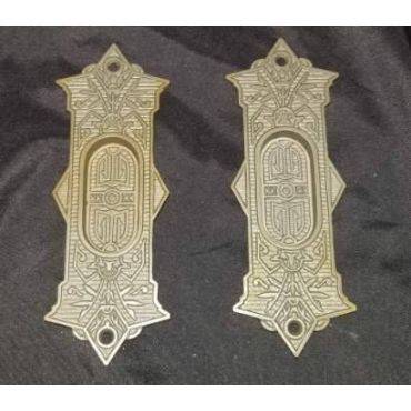 Pair of Steel Victorian Eastlake Pocket Door Pull Plates #GA259