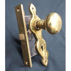 Brass Screen Door Lock Set With Knob Lever Handle and Back Plates #GA139