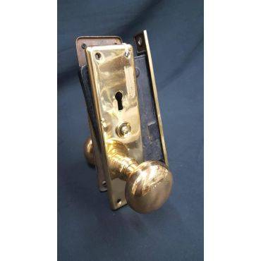 Mortise Lock Set with Solid Brass Doorknobs and Backplates #GA148