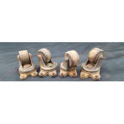 4 Cast Iron Casters with Wooden Wheels #GA4268