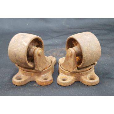 Pair of Cast Iron Casters with Brackets #GA4276
