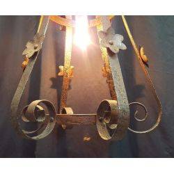 Governor's Original Wrought Iron One Light Chandelier with Iron Flower Petal Accents #GA530