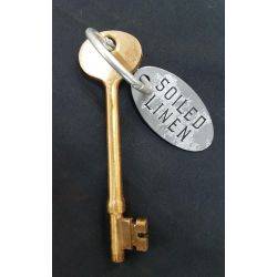 1800's Solid Brass WWII Ship's Key & Linen Room Tag #GA4328