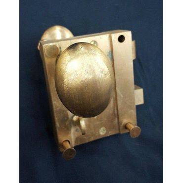 Solid Brass Ship Rim Lock with Oval Knob #GA243