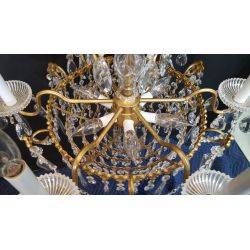 Large French Inspired 3 Tiered 6 Light Prism and Brass Chandelier #GA4335
