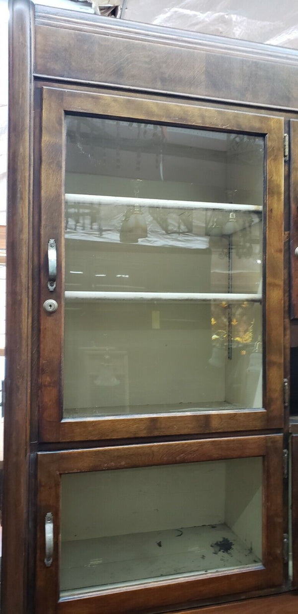 Restored 7 Foot Art Deco Waterfall Glass Front General Store Cabinet #Waterfall