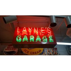 4 Foot Wide "Laynes Garage" Double Sided Neon Sign #GALayne