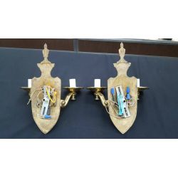 Pair of Two Light Solid Brass Sconces #GA720